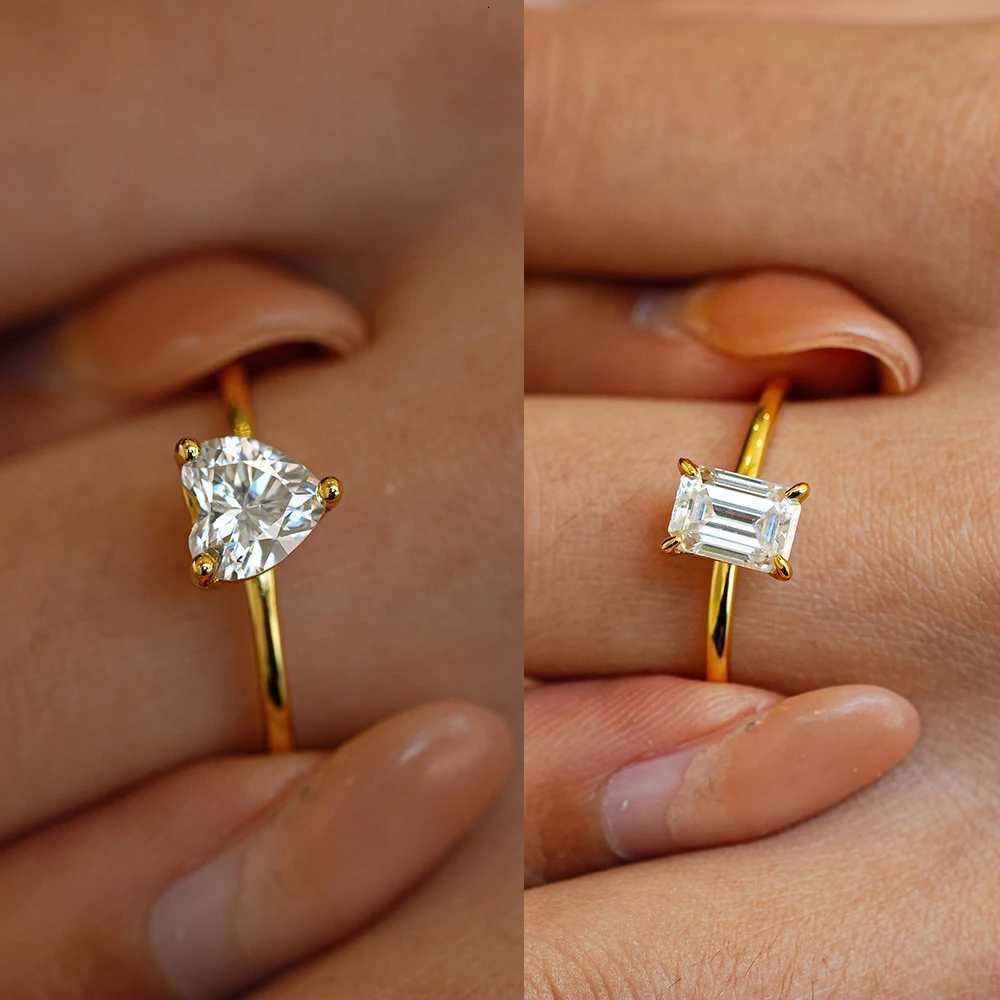 BXINY 1Carat Princess Cut Moissanite Rings S925 Silver 18K Gold Plated Lab Diamond Solitaire Wedding Bands for Women Jewelry GRAW251017