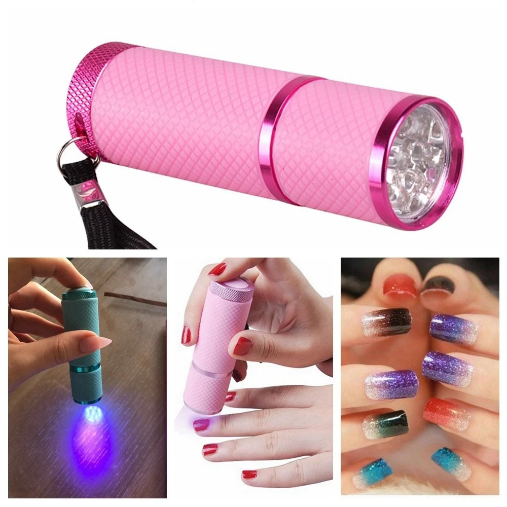Biutee UV Light Lamp Mini 9 LED Flashlight UV Gel Adhesive Glue Curing Lamp Light Handheld Nail Dryer UV Flashlights Nail Tool 251014