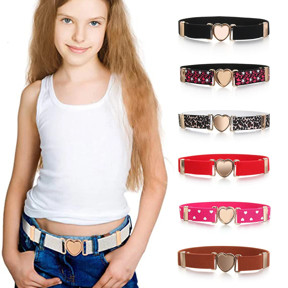 Kids Girl Stretch Waist Belt Adjustable Heart Belt Elastic Belts Uniform Belt for Teen Kids Girls Dresses 251010