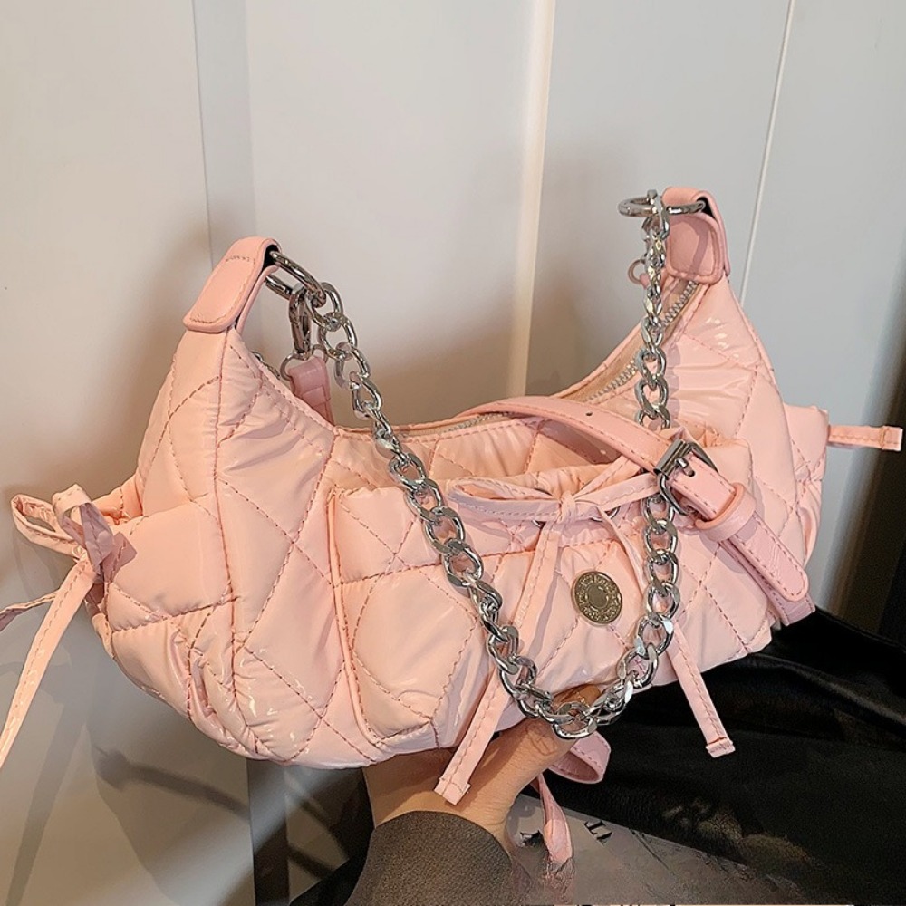 Trendy Womens Under-the-Arm Sling Bag with Cute Floral Accents Versatile Pink Crossbody Pouch