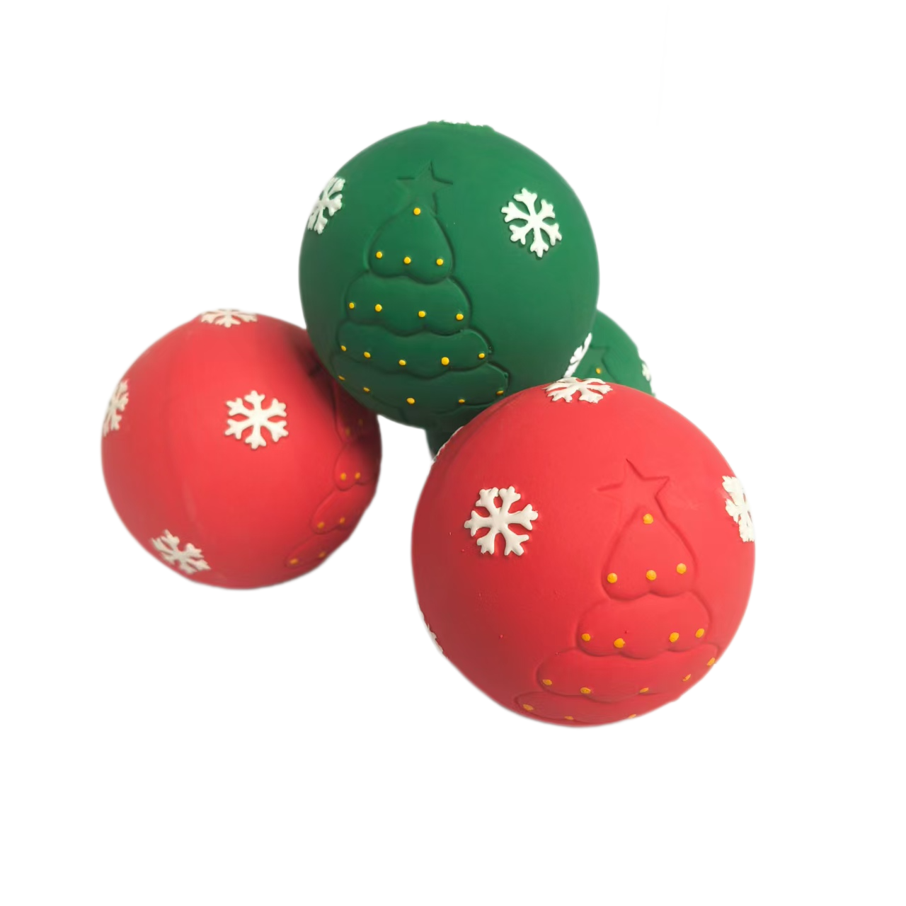 Latex Christmas Balls Dog Toy Soft Natural Rubber Squeaky Chewy Sound Interactive Bouncy Balls Canine Pet Toys with Bright Colors for Small Dogs 4pcs/