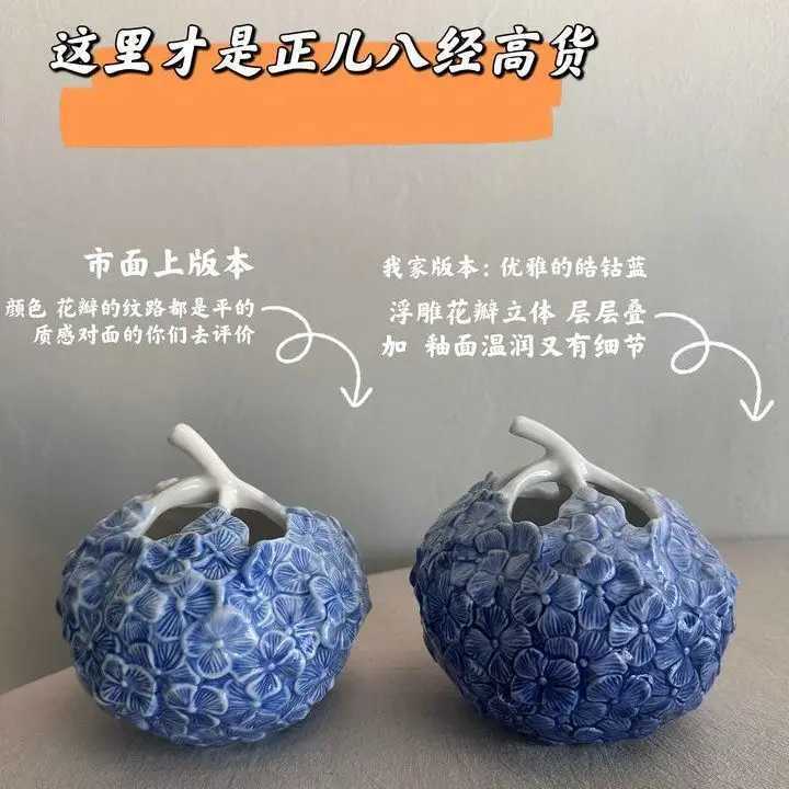 Vase French Style High Appearance Level Creative Art Blue Pink Purple Hydrangea Flower Decorative Ornaments C251017