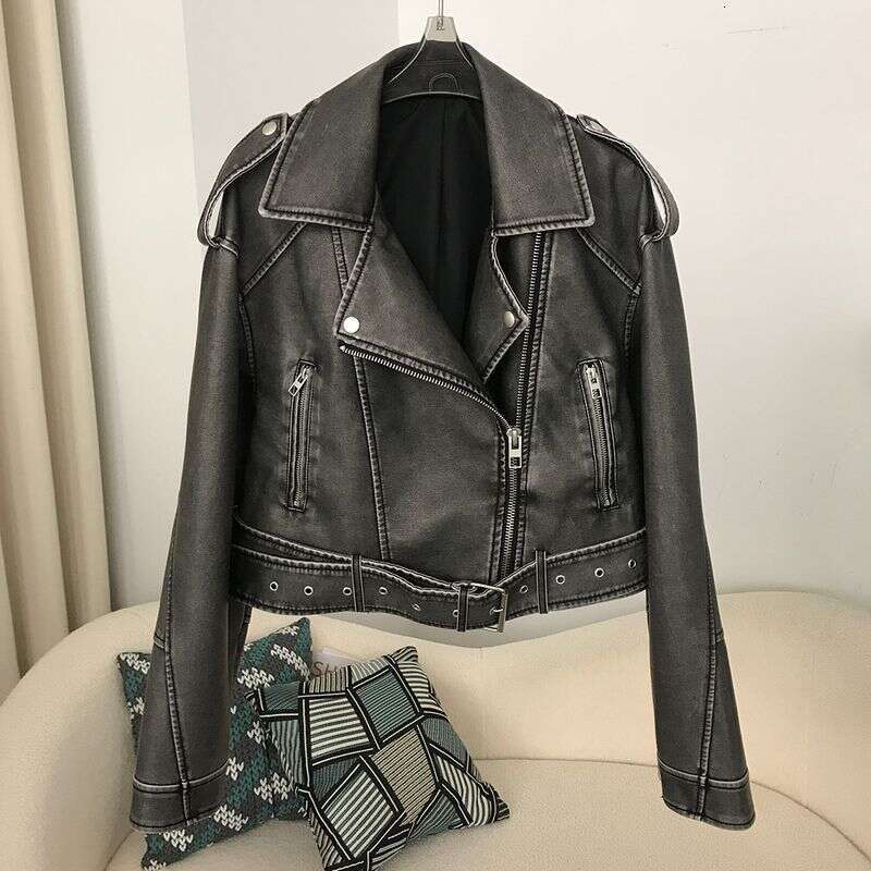 hoodie Women's Clothing Spring and Autumn Ladies New Lapel Short Motorcycle Fashion Casual Style Slim Leather Jacket jacket