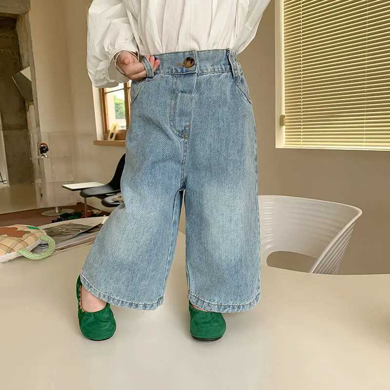 MILANCEL New Autumn Kids Pants Children Loose Wide Leg Jeans Girls Solid Color Fashion TrousersT251017