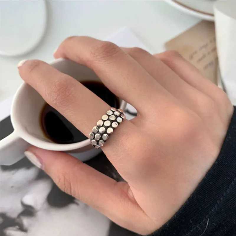 VENTFILLE 925 Sterling Silver Geometric Multilayer Round Bead Ring Female Fashion Punk Temperament Prevent Allergy Charm JewelryW251017