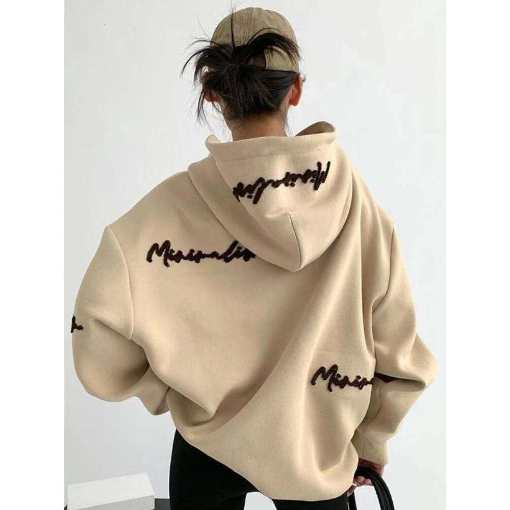 Zekye Hooded Tops Embroidered Vintage Korean Clothing Y2k Coat Grey Woman Sweatshirts Hoodies hoodies women