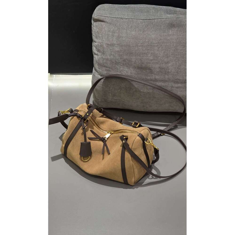 Autumn New Matte Leather Boston Pillow For Women, Large Capacity Single Shoulder Crossbody Commuter Bag, Bowling Bag