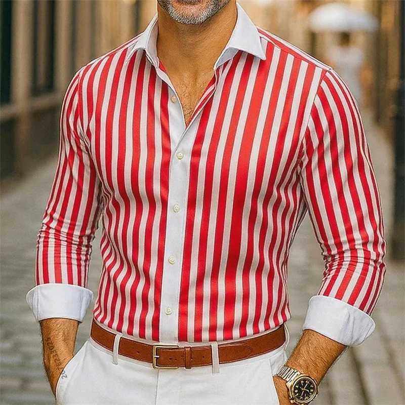 Funny 3D Stripe Print Mens Long Sleeve Shirts Business Casual Social Shirt Fashion Single Breasted Loose Tops Autumn Clothing J251017