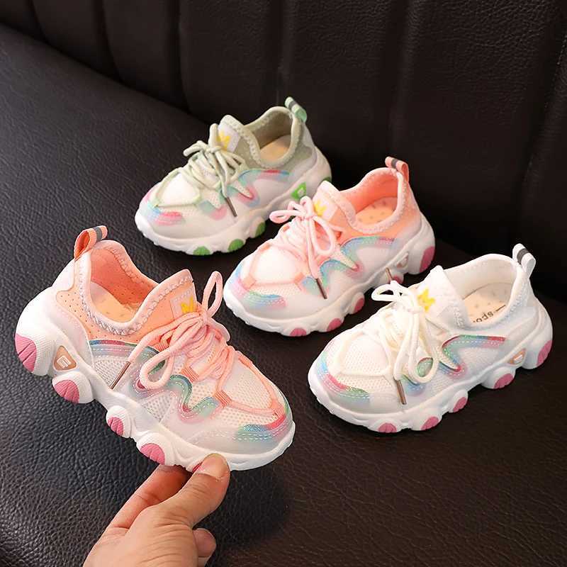 1 pairs Spring and Autumn New Childrens Shoes Breathable Elastic Lycra 15 Year Old Girls Baby Shoes Sports and Casual ShoesT251017