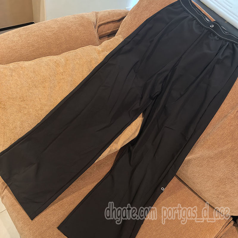 Luxury Yoga Black Pants For Women Designer Letters Webbing High Waist Trousers Summer Thin Breathable Street Style Pants