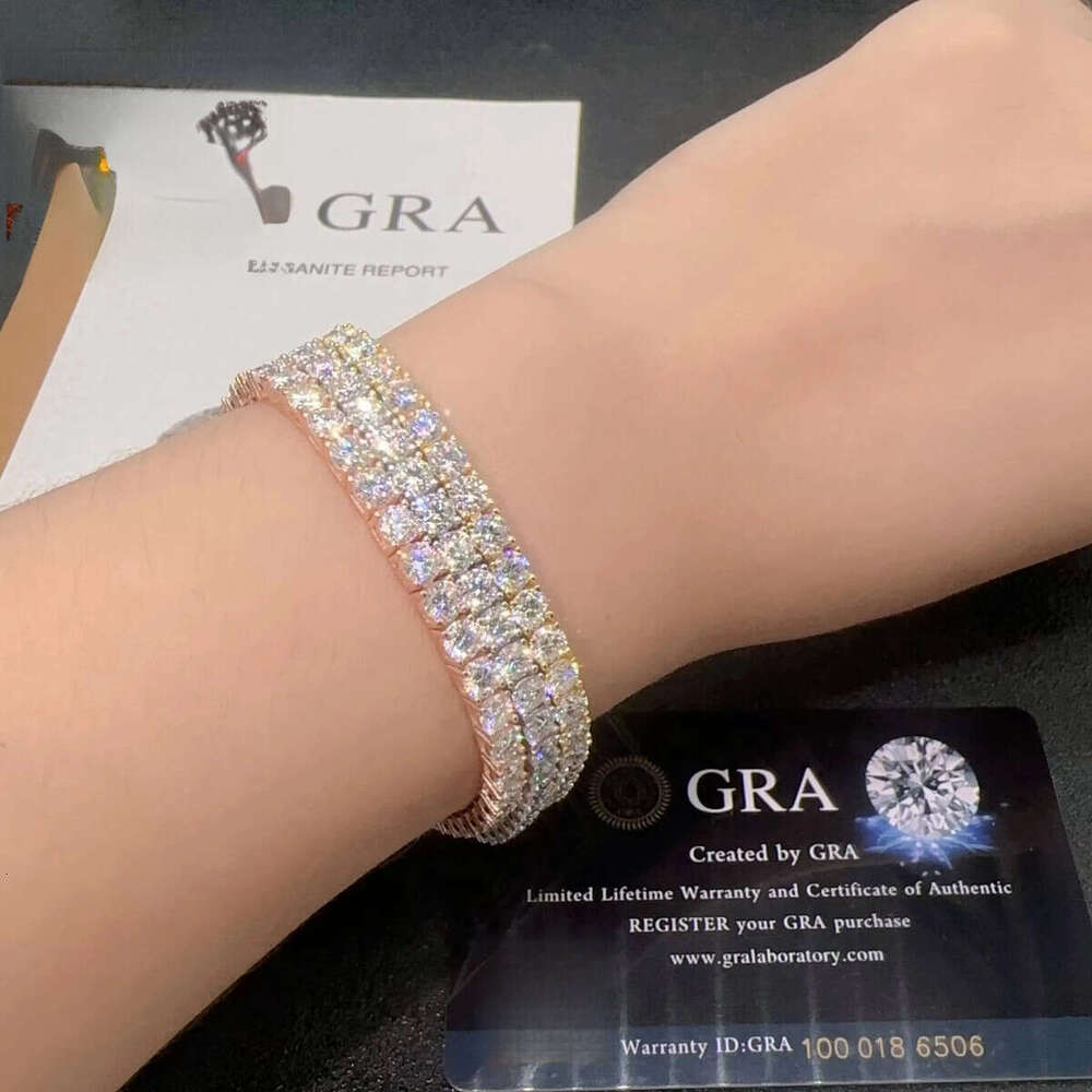 High Quality Sterling Sier Ice Out 4mm 65 Moissanite VVS Tennis Chain Bracelet for Men Women