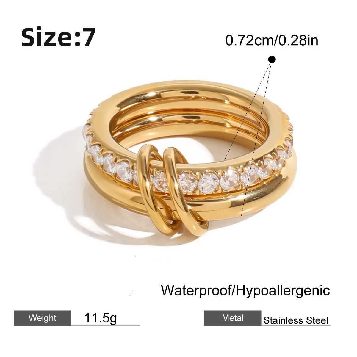 HANGZHI Multi Layered Pearl Rhinestone Ring INS Simple Premium Stainless Steel Jewelry for Women Men Vintage Chunky Jewelry New Z251017