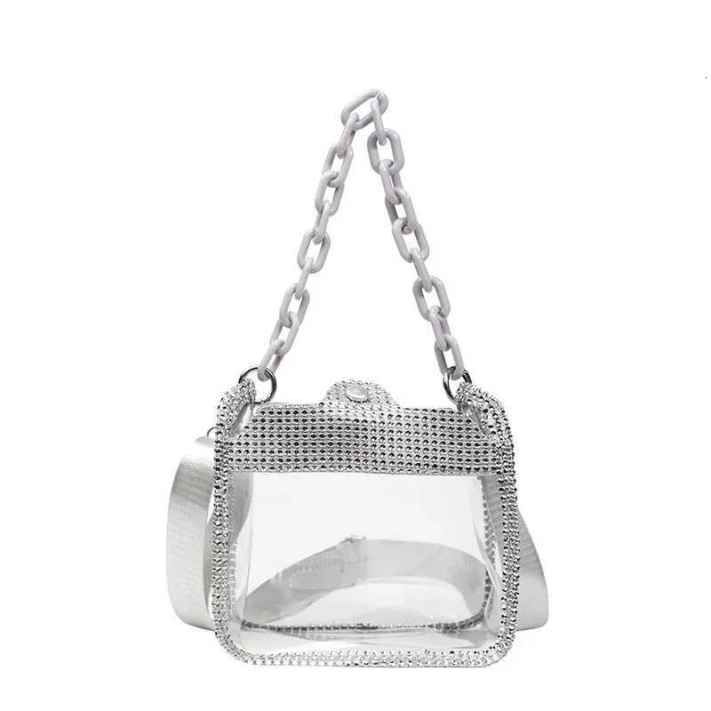 PVC Transparent Single Shoulder Chain Portable Messenger Bags Small Square Satchel Bag Girls Gift Clear Crossbody Bag for Women Z251017