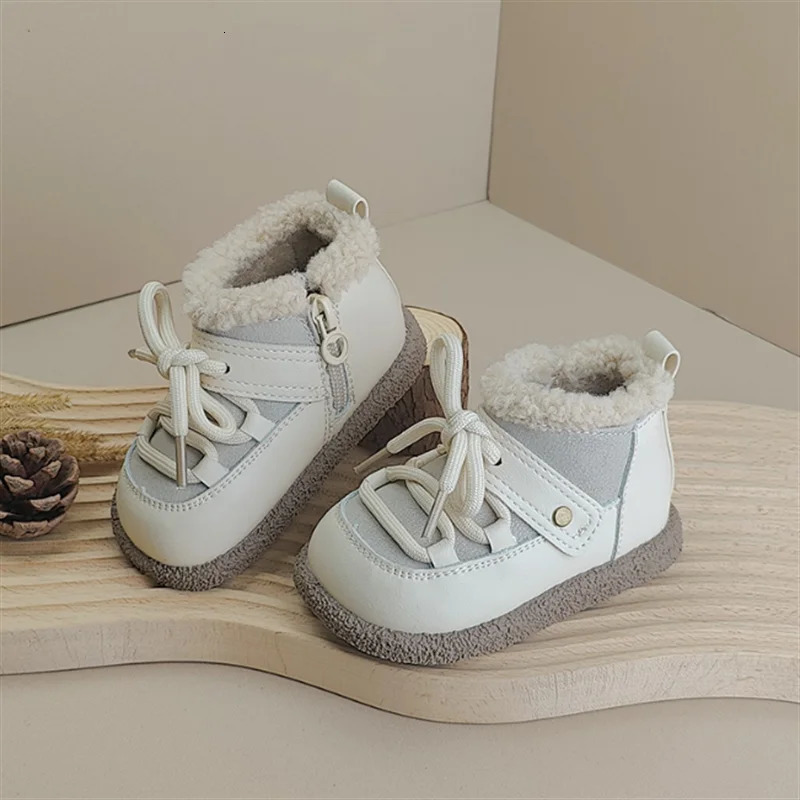 Winter Baby Boots Leather Warm Plush Boys Boots Soft Sole Fashion Toddler Girls Children Snow Boots EU 1625 251015