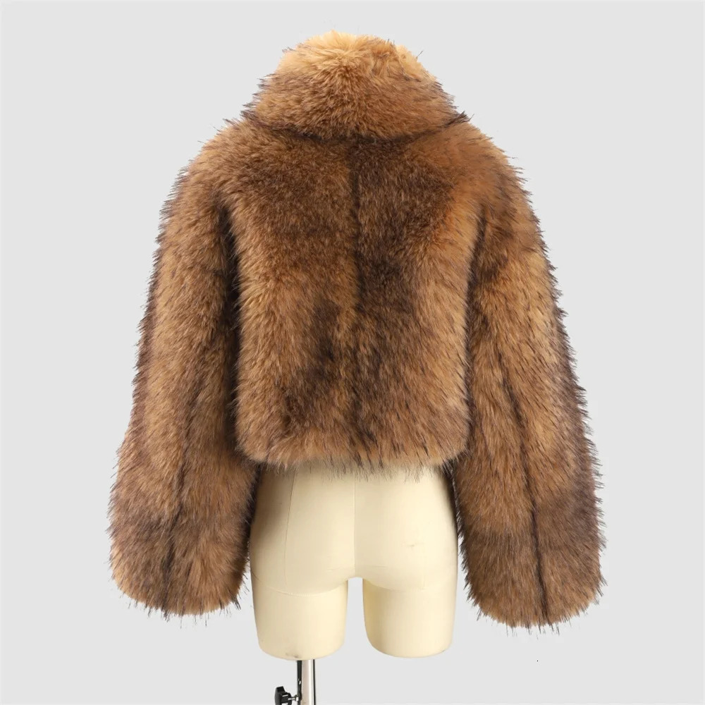 2025 Autumn Womens Fur Jacket Warm Loose Turtleneck Tops Outerwear Y2k Clothing Fashion HighQuality Party Coat bra 251017