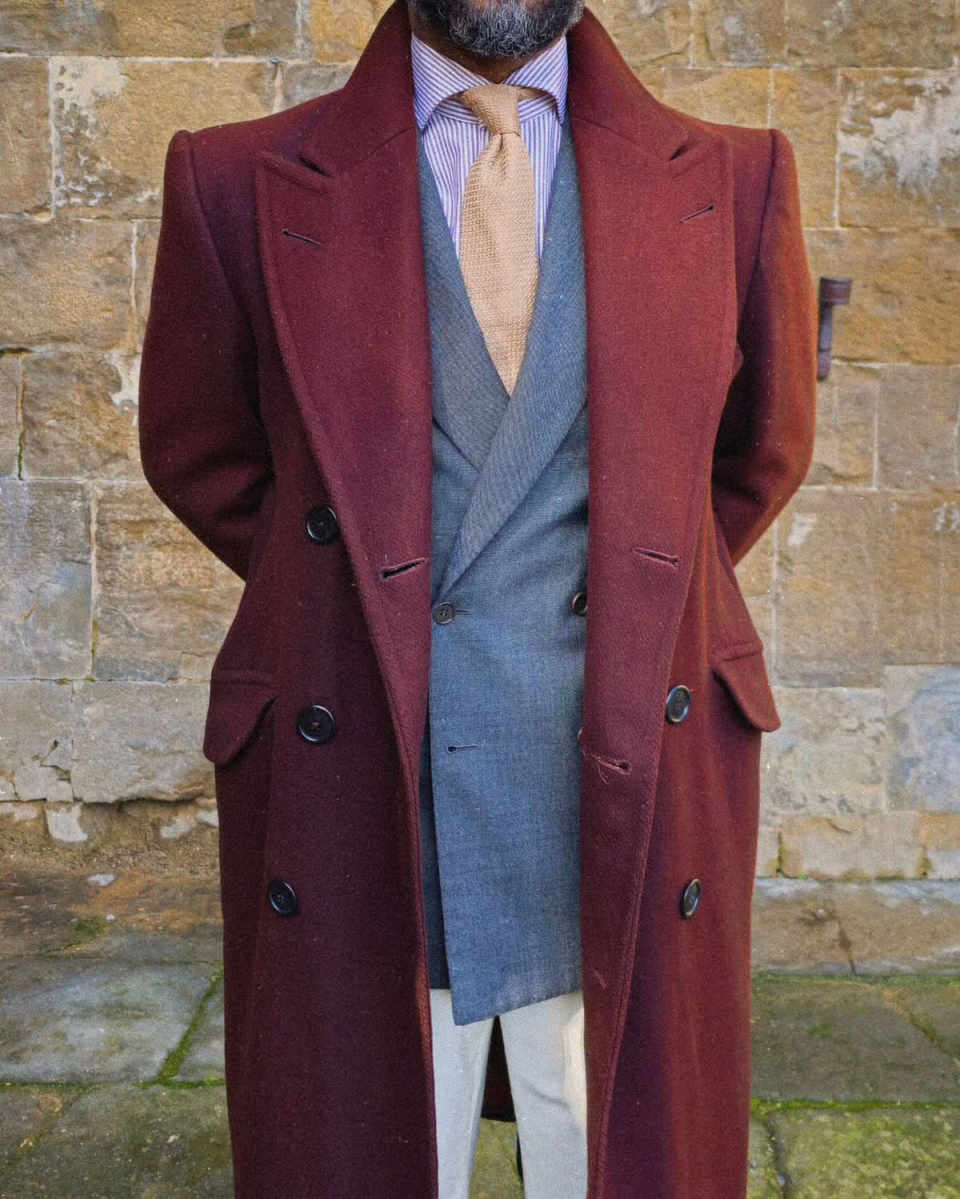 Classic Men Long Overcoat 1 Piece Blazer Double Breasted Winter Wedding Groom Warm Outerwear Male Special Occasion Customized