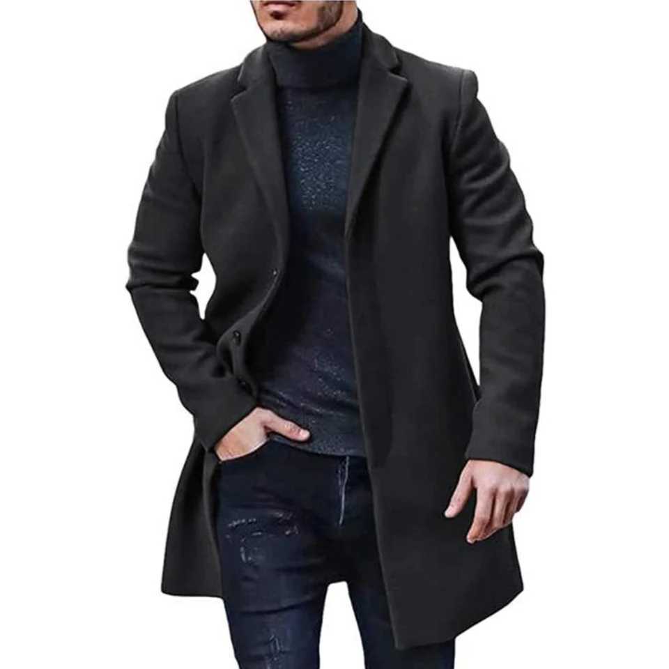 For Casual Outings Mens Winter Trench Coat Warm Trench Coat Winter Wear Autumn Wear Brand New Condition Polyester Fabric J251017