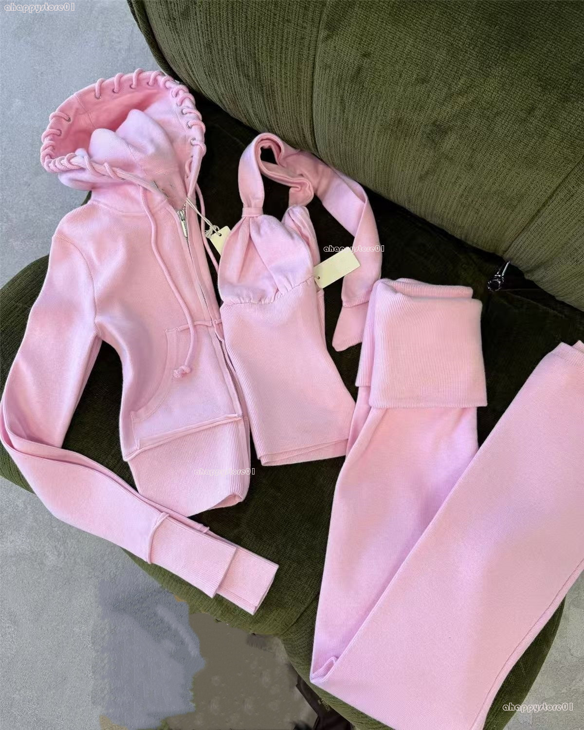 hidden tracksuit two piece woman Designer Tracksuit Outfit Winter 2025 Trend hide cult Pure Cotton set Elegant Warm Suit Vintage Sports Y2k Trouser Se