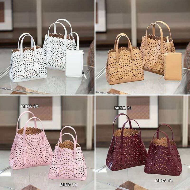 New Tote French Cowhide Handmade Niche Laser Engraved Hollow Leather Vegetable Basket Bag Casual Versatile Temperament