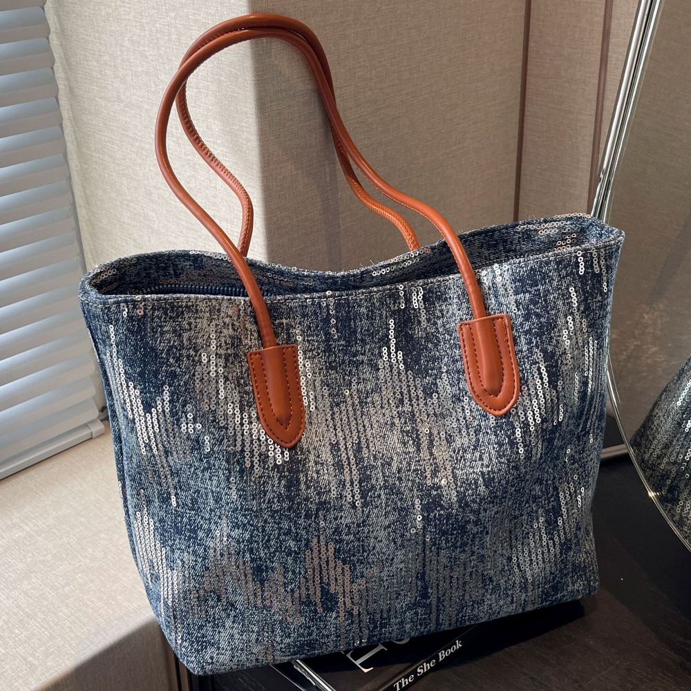 Casual Urban Ladies' Satchel Versatile Multi-compartment Duffle in Trendy Jeans Fabric