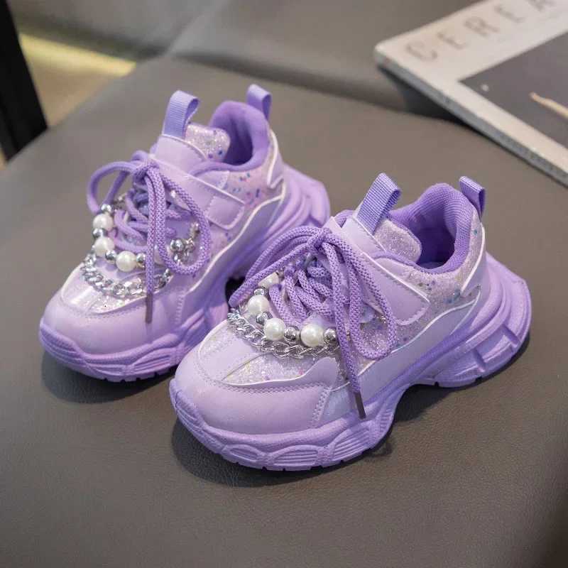 Girls Sport Shoes Kids Fashion Pearls Casual Shoes Childrens Sneakers for 112Years Student Shoes Girls Running ShoesT251017