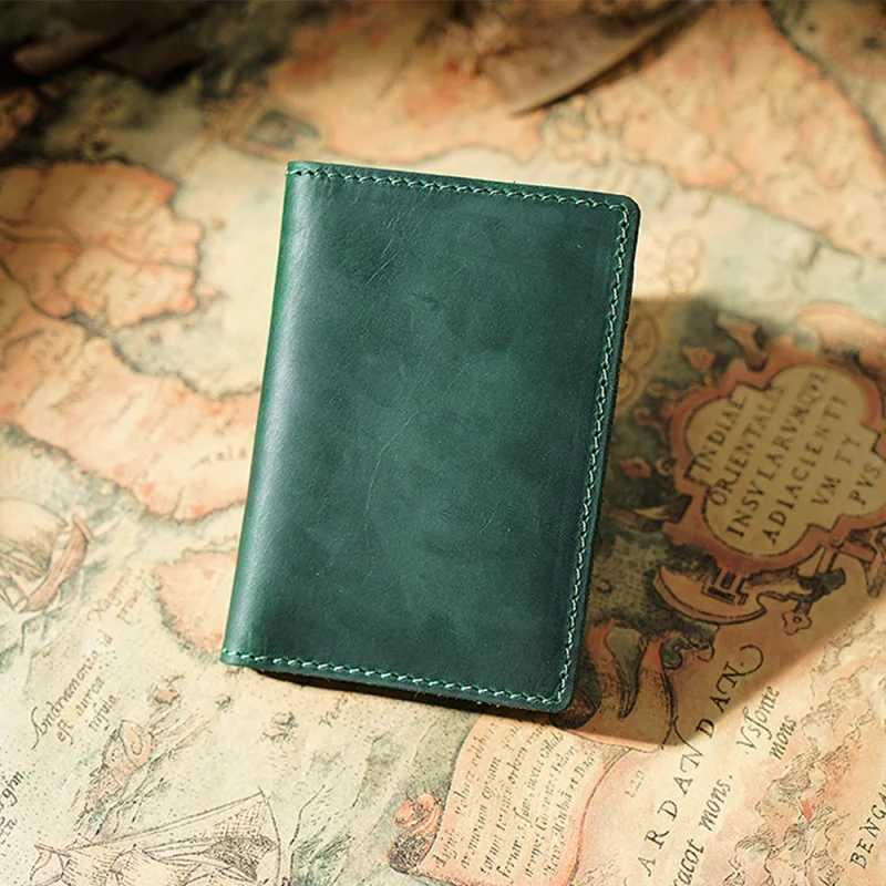 GENODERN Credit ID Card Holder for Men Vintage Crazy Horse Leather Card Case Business Women Slim Card WalletsW251017