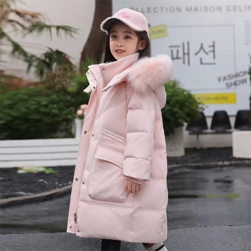 Winter Down Jacket For Girl Hooded Waterproof White Duck Down Thick Warm Teenage Girl Outwear Coat 514 Years Kids Parka 251015
