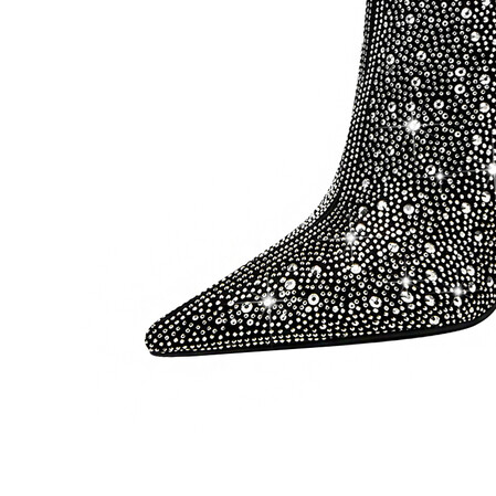 Starlight Pointed Toe Stiletto Over The Knee Boots Full Rhinestone Design 10.5cm High Heels Thigh High Fashion Boots