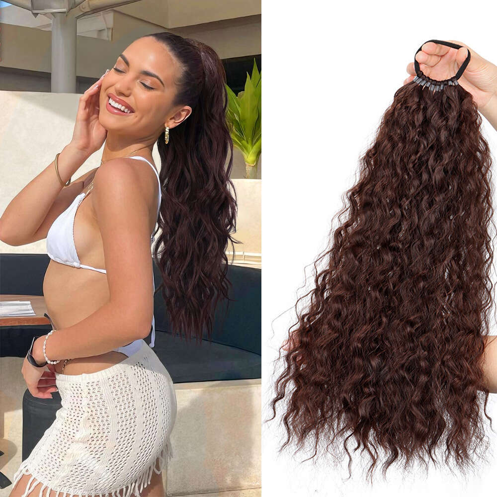 Long for Women Korean Style Synthetic Hair Ponytail Natural Elastic Band Curly Wig Braid