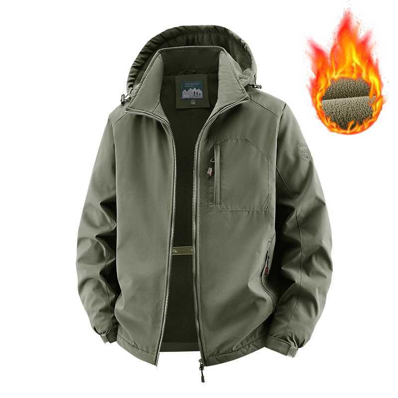 Winter Man Fleece Outdoor Windproof Jacket Man Detachable Hat Outwear Jackets Male Multi Pocket Work Safari Jacket Plus Size 8XL J251017