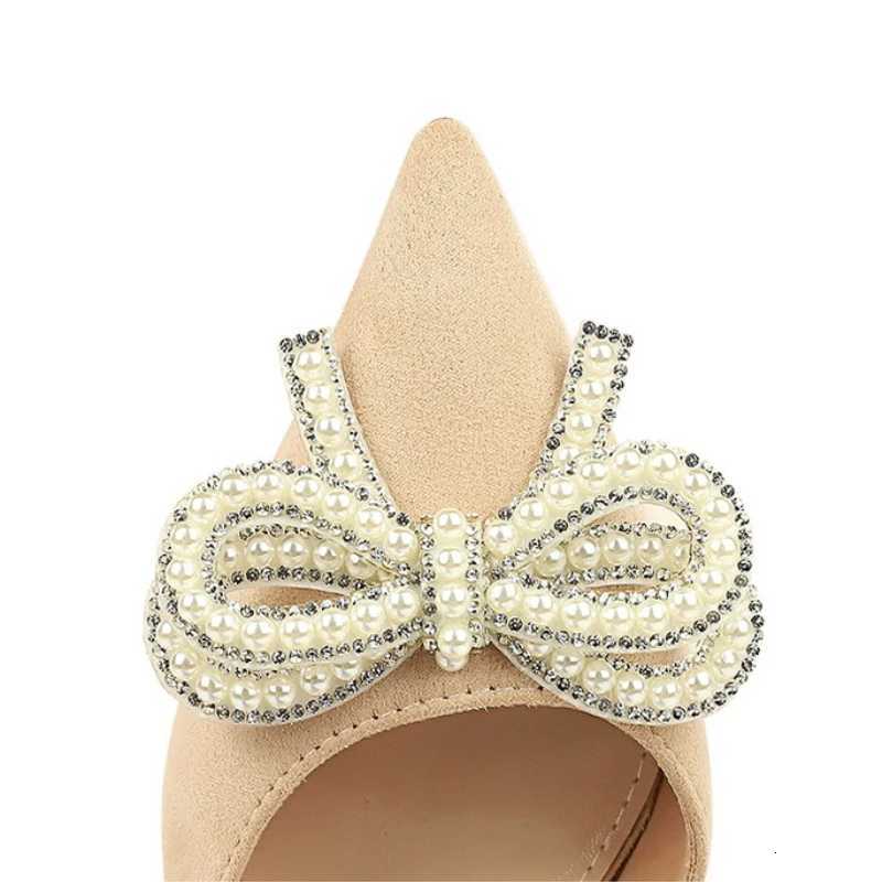Luxury Satin Pearl Bow Heeled Shoes Woman Classy Pointed Toe Thin High Slide Sandal Fashion Designer Nonslip Banquet Dress Shoe Z251015