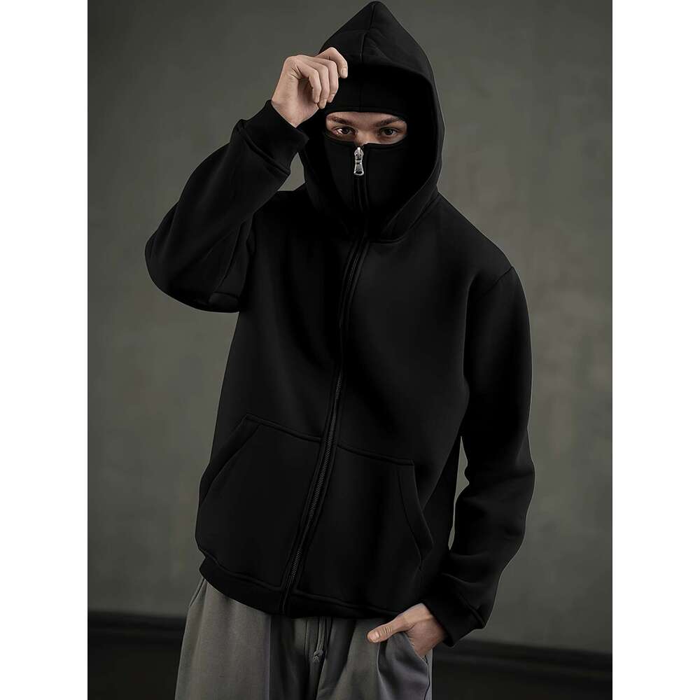 Men's Heavyweight Hooded Sweatshirt - Full-Zip Pullover Hoodie With Front Zipper Closure, Hine Washable Winter Hoodie, Wear, Sporty Style, Comfor