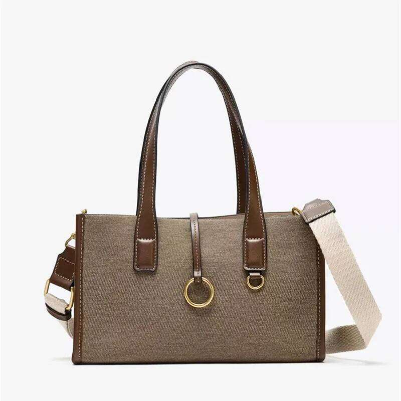 New Simple Casual Canvas Women's Handbag Zipper Shoulder 2025 Fashion Ladies Square Tote Shopping Bag