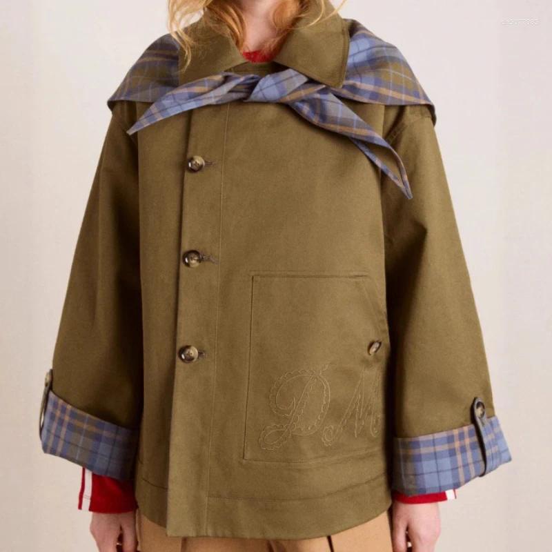 Women's Jackets 2025 Autumn And Winter Collared Long Sleeve Embroidered Pocket Reversible Jacket