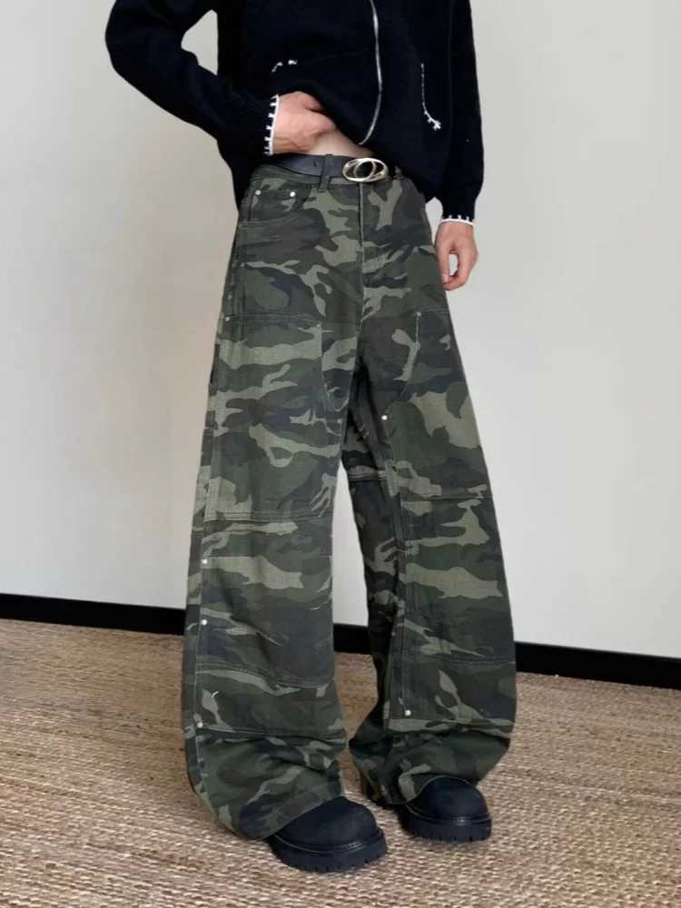 2025 Japanese Y2K Streetwear Camouflage Baggy Cargo Jeans Pants For Men Clothing Straight Casual Long Trousers Pantalones Hombre J251016