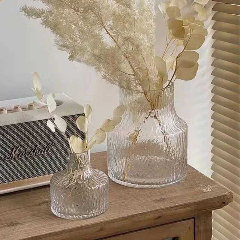 Glass Vase Glacier Texture Flower Vase Transparent Hydroponic Vase Living Room Decoration Terrarium Creative Home Decor C251017