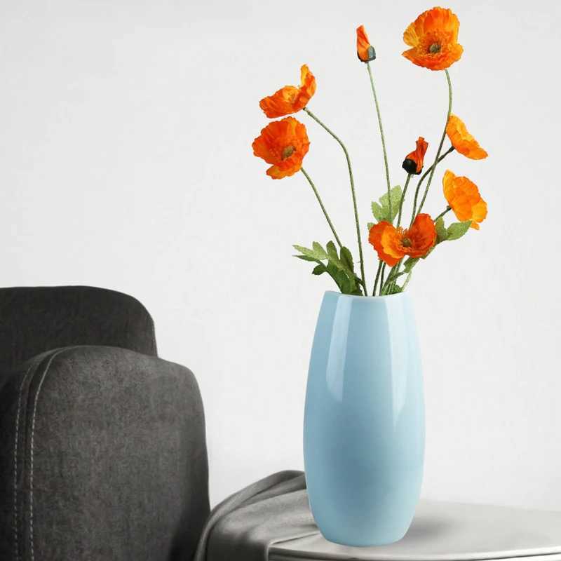 NEW Modern Ceramic Vase Nordic Home Decoration Pure White Cyan Table Vase Dry Flower Arrangement Creative Living Room Decor C251017