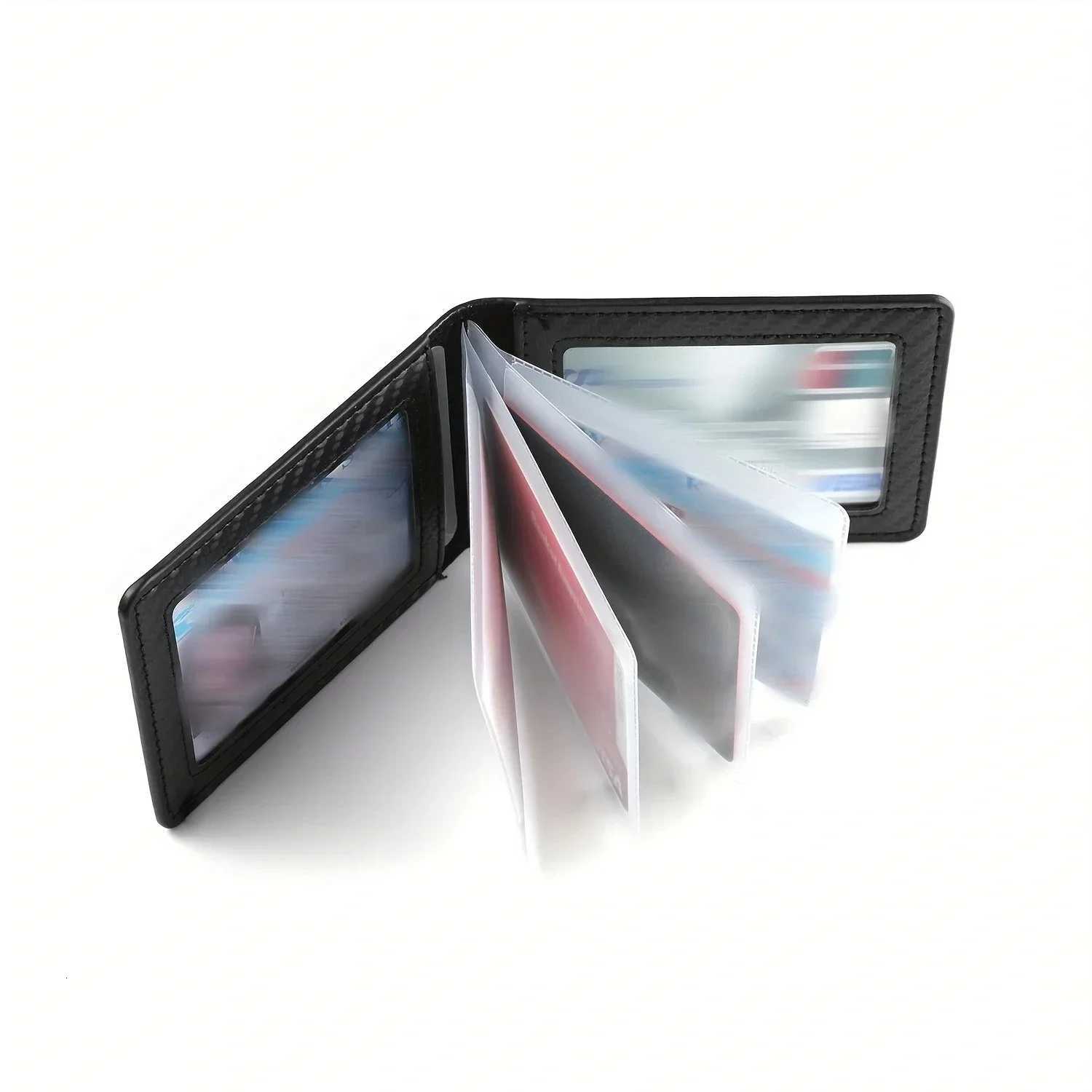 2025 Unisex Carbon Fiber Black Mens Slim Card Holder Case for Drivers License and ID Cards Male PU Leather WalletW251017