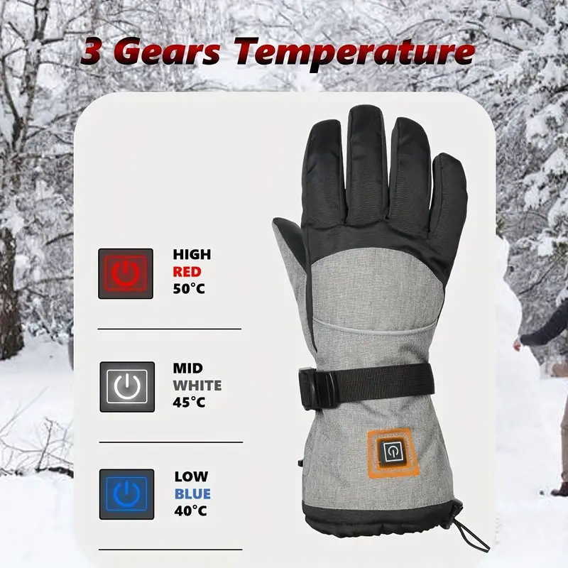 Electric Heated Gloves Warm Windproof Waterproof Motorcycle Riding Skiing Outdoor Thickened Thermal Gloves Touch Screen Charging H251017
