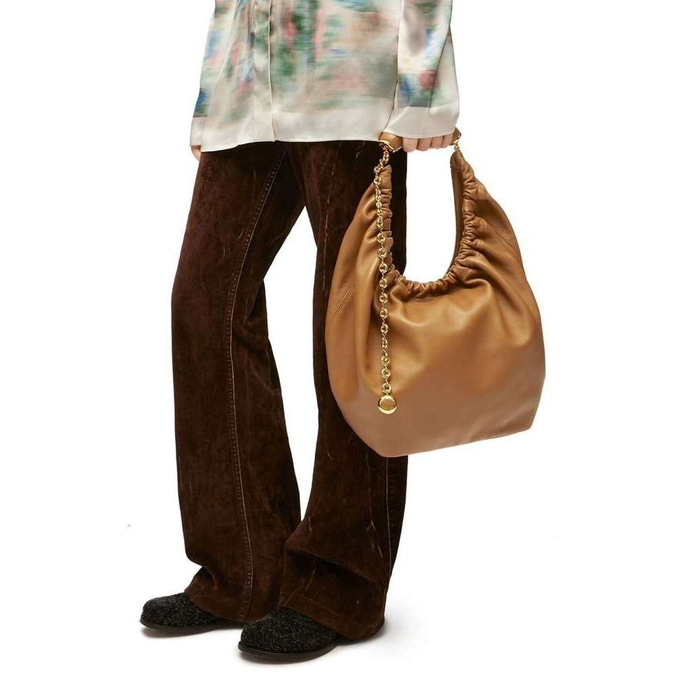 New High-Quality Luo Family Wrinkled Soft Sheepskin Handbag Chain Underarm Tote Crossbody Shoulder Bag