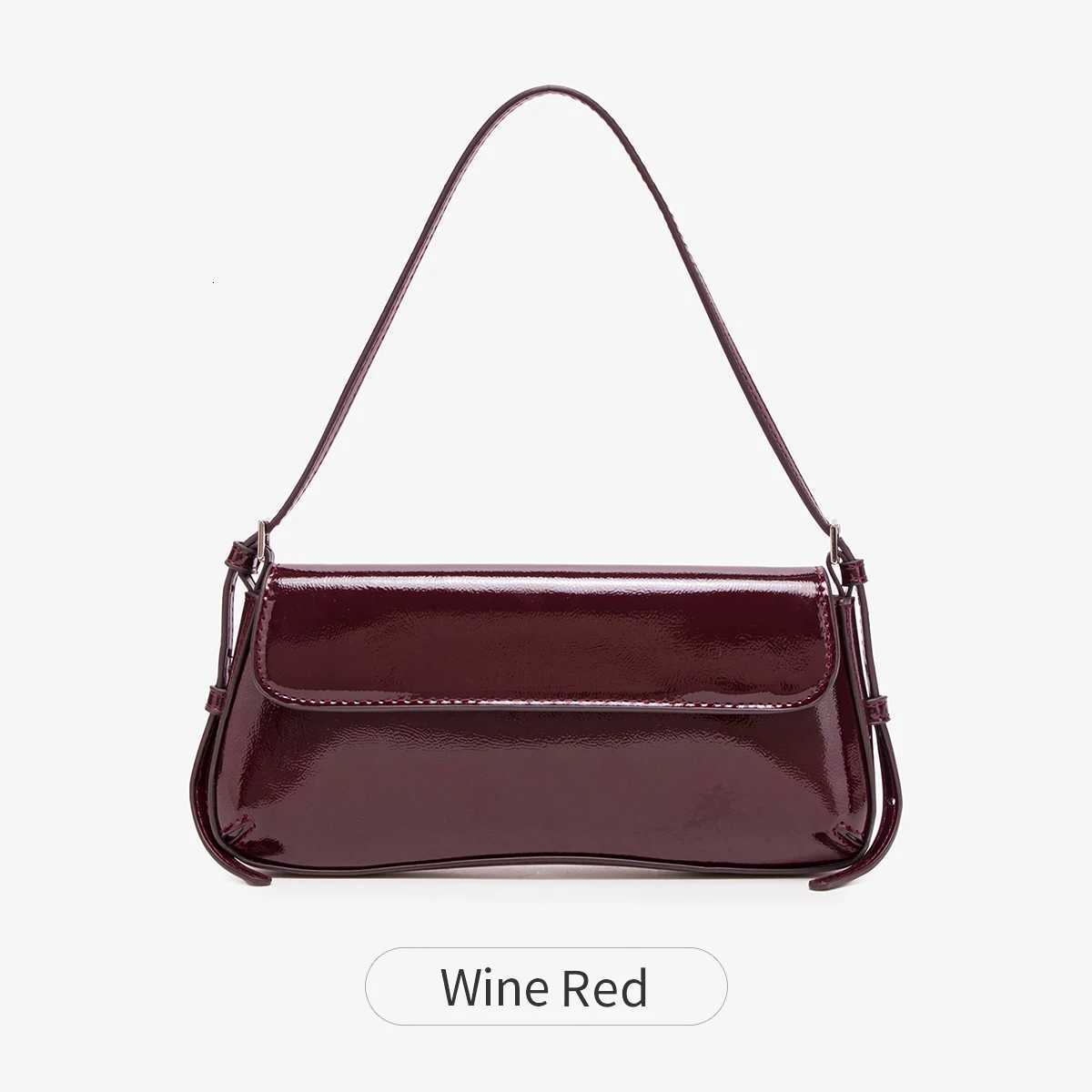Fi ladies shiny crossbody bag stylish elegant shoder bag wine red small underarm bag versatile solid color cluh bag1 D251017