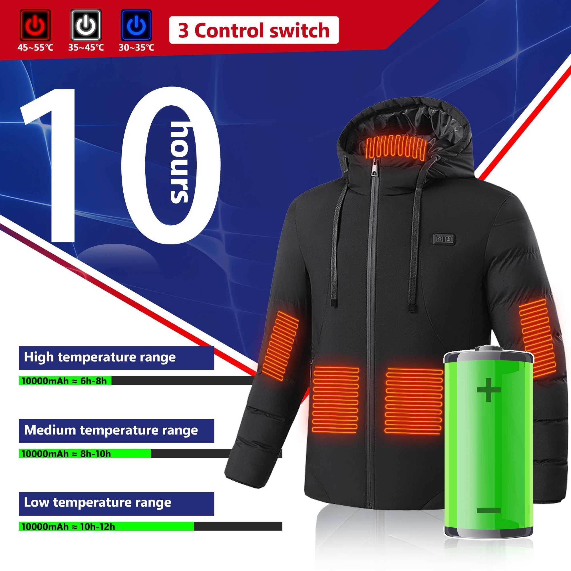 11 Areas Heated Jacket Men Electric Heating Jacket Usb Heated Jacket Hooded Heated Bodywarmer Heated Down Jacket H251017