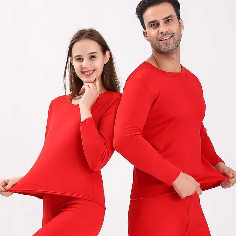New Winter Thermal Underwear Set Mens Thickening and Fleece Oneck Long Johns and Tops Womens Cold Protection Couple Suit H251017