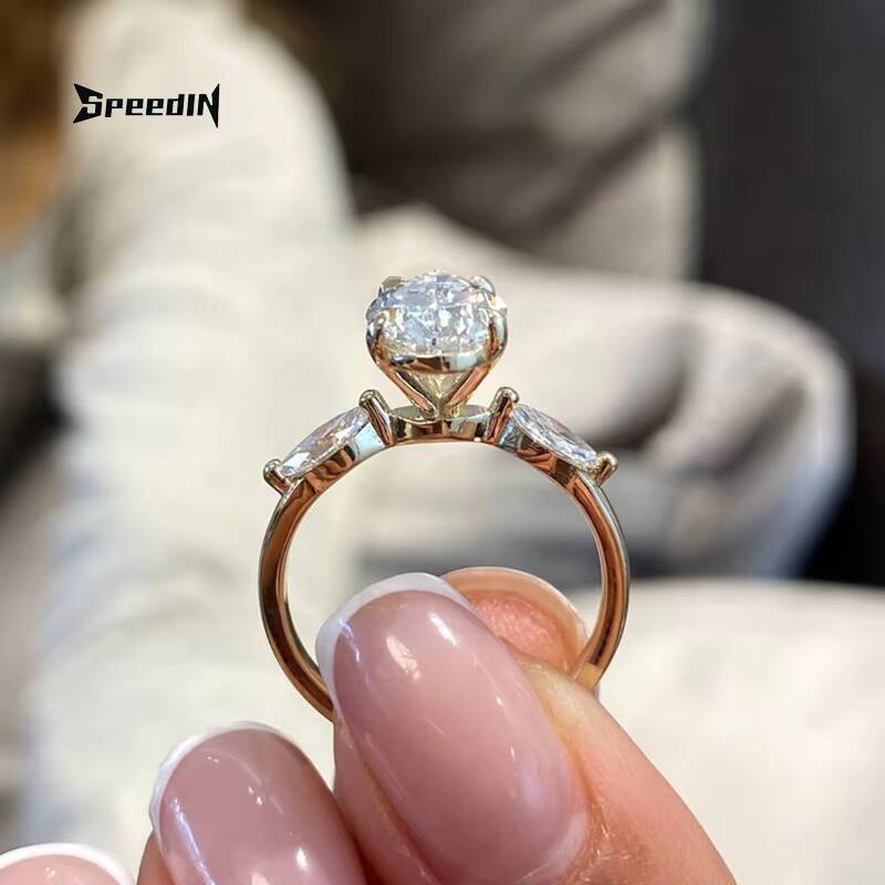 Custom 812mm 4cartat Pear Shape Ice Cut Lab Grown Diamond 18K Yellow Gold Engagement Ring for Women