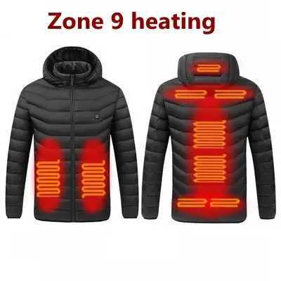 Mens Parka Winter Warm USB Heating Jackets Smart Thermostat Pure Color Hooded Heated Clothing Male Bobojaco Warm Padded Jacket H251017