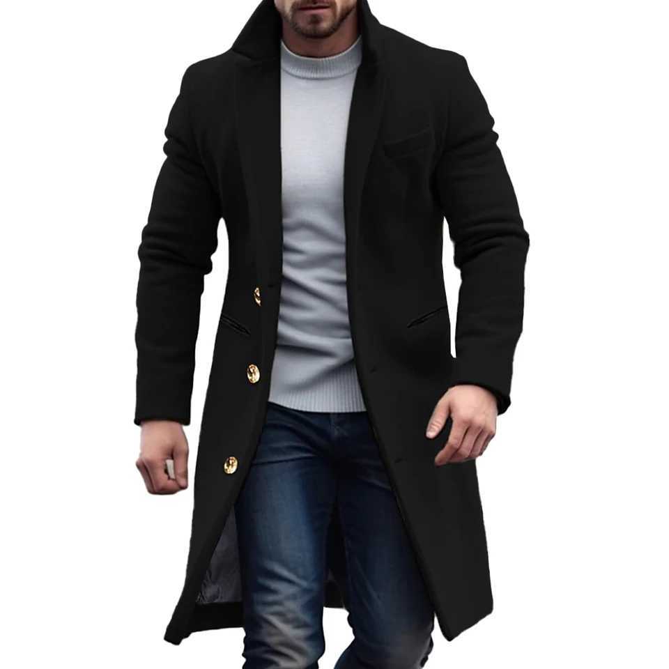 Mens Winter Warm Singlebreasted Lapel Overcoat Trench Business Gentleman Coat Long Jacket Outwear Windbreaker M2XL J251017