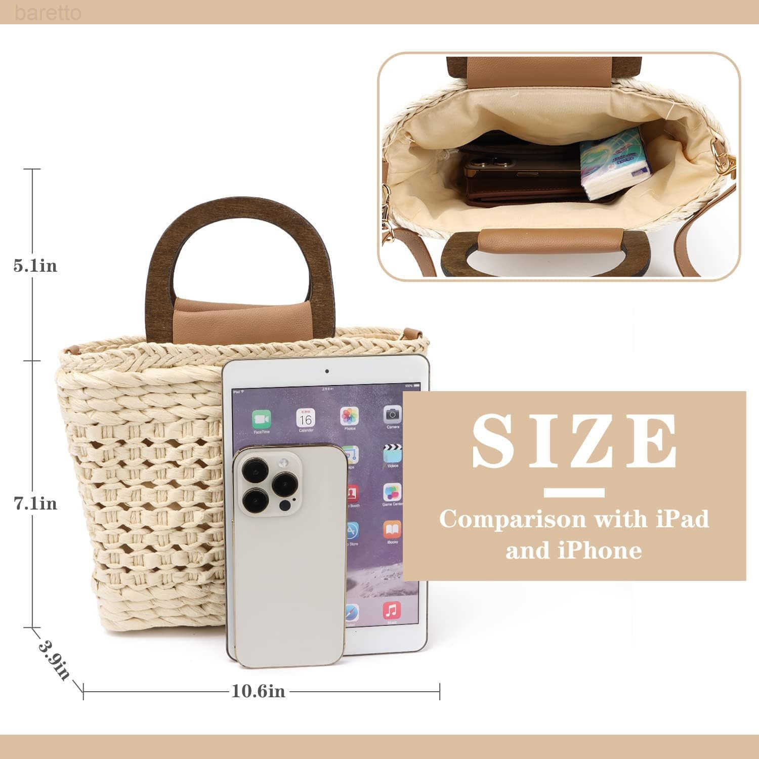 Straw Handbag Tote for Women Summer Beach Drawstring Rattan Bucket Bag Handmade Woven Hobo Shopping Purse Z251017