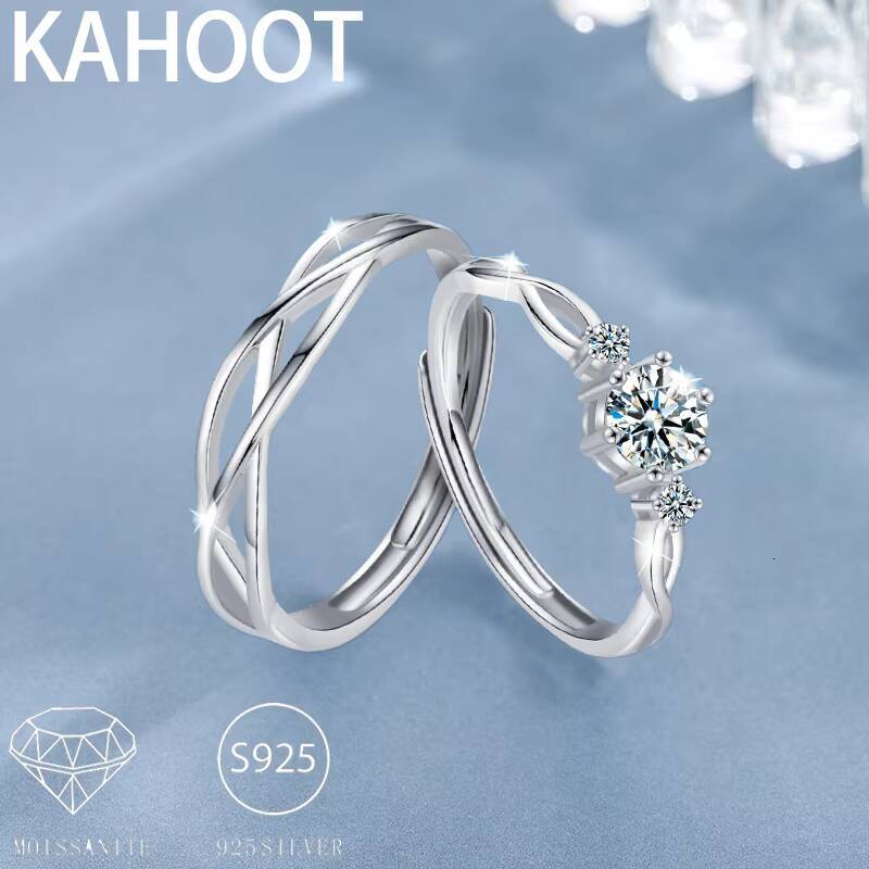 S925 Silver Moissanite Couple Rings Stylish and Simple Design for Dating Anniversaries Engagement Gifts
