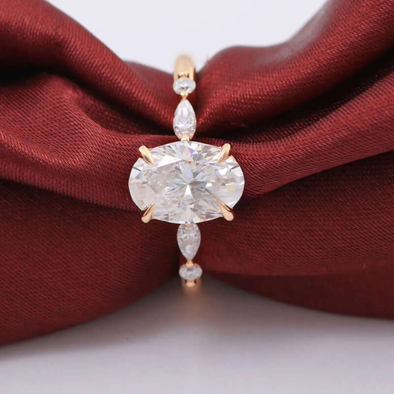 Wholesale Price Jewelry 10k/14k/ Solid Real Gold 1ct/2ct/3ct D VVS Oval Moissanite Dia Engagement Ring For Women