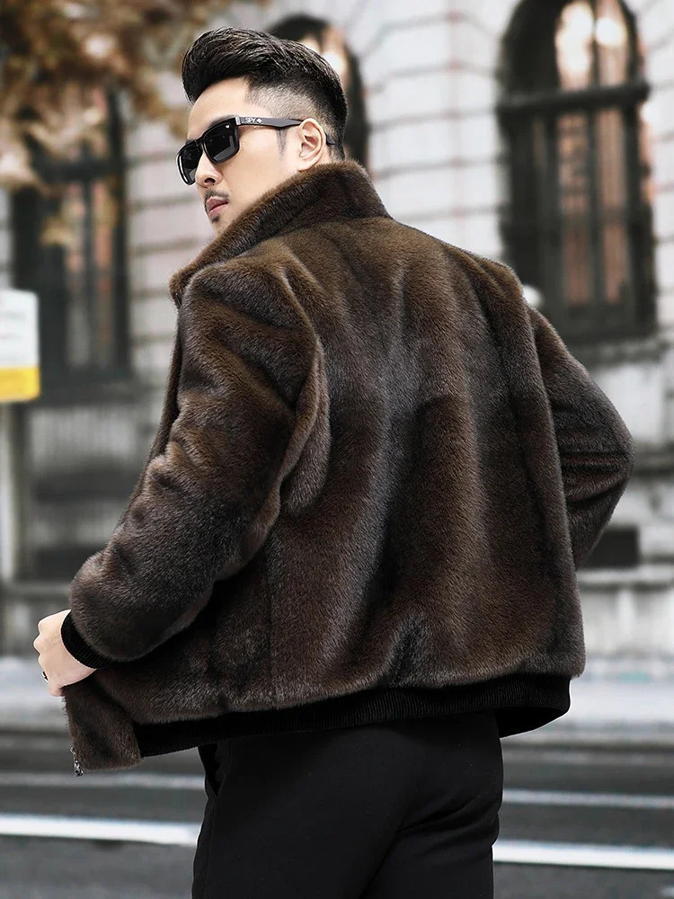 Men Autumn Winter Thick Warm Genuine Fur Jackets Male Short Stand Collar Coats Men Natural Mink Fur Overcoats P519 251017